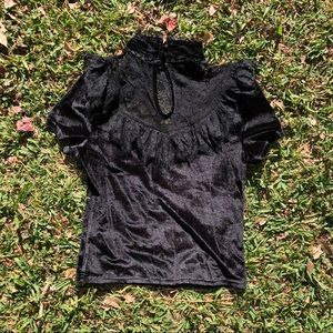 Velvet lace mock neck